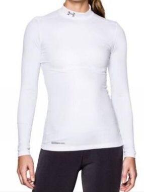 Under Armour Women's White Long Sleeve HeatGear Mock Neck Top